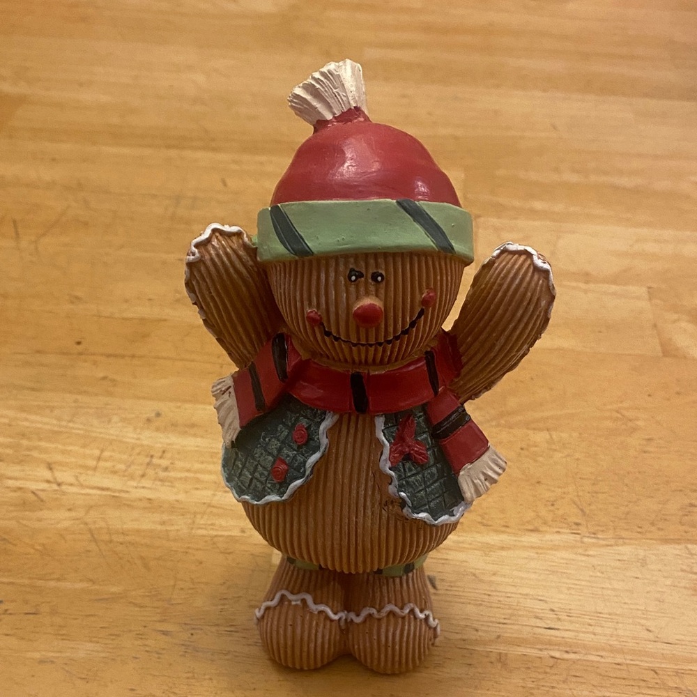 Festive Gingerbread Figurine with Red Hat NWT about 6 in tall Holiday Christmas